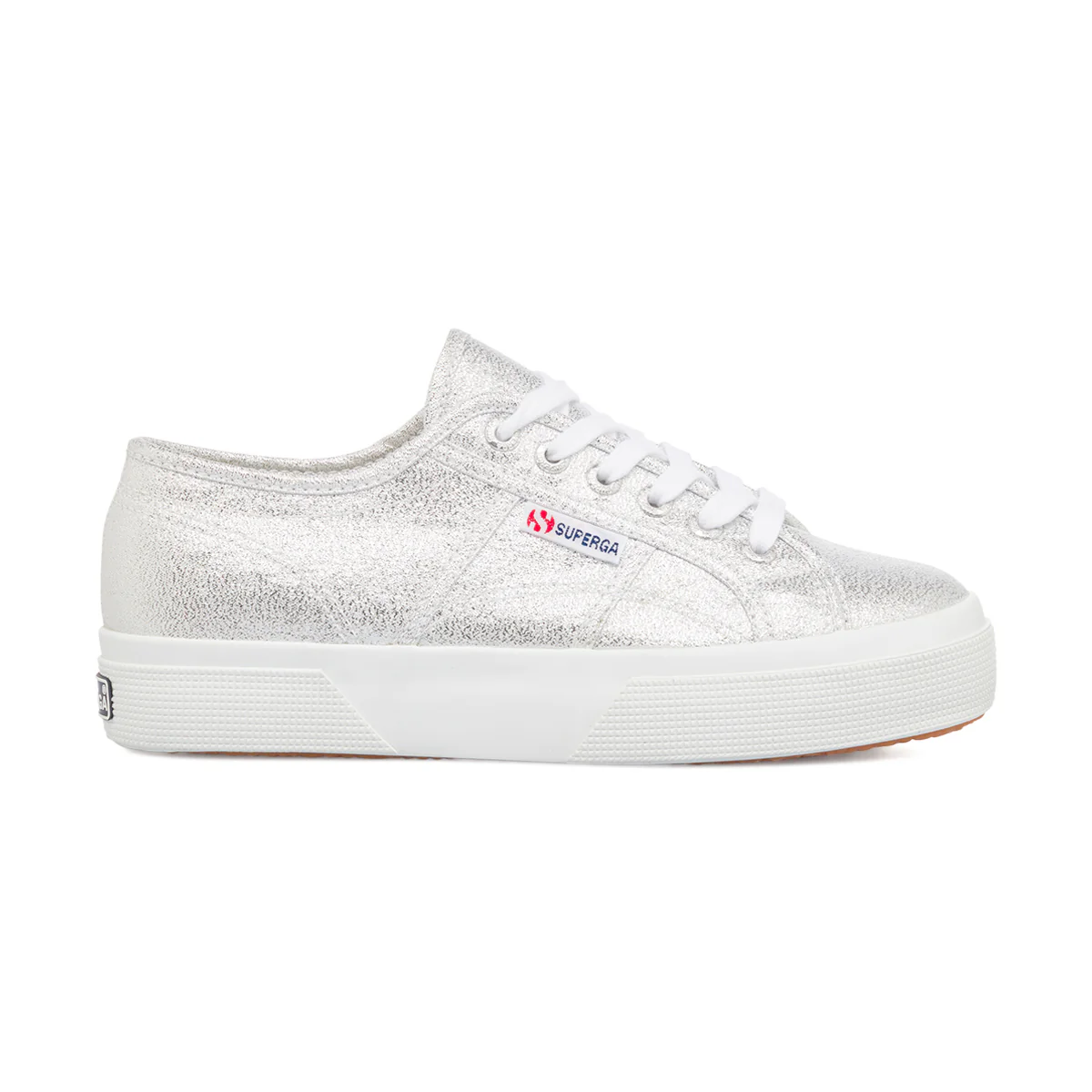 Sneakers da donna argento in canvas Superga 2740 platform Lame