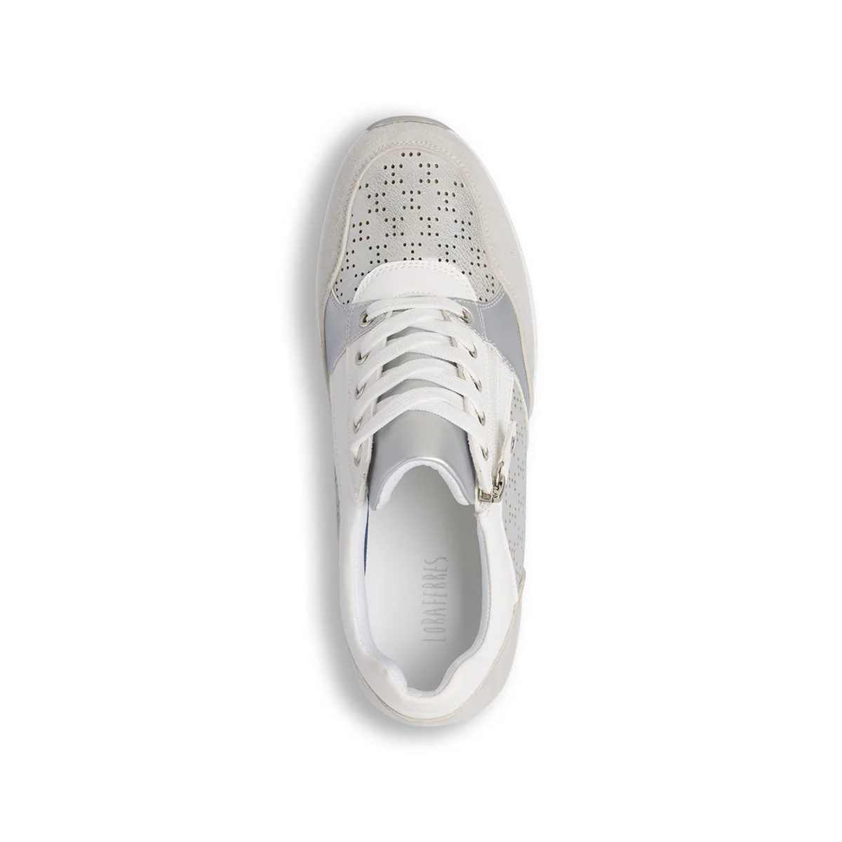 Sneakers da donna argento Lora Ferres con zeppa e inserti grigi - Image 5