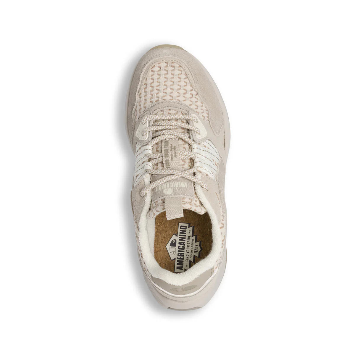 Sneakers da donna beige con inserti effetto scamosciato Americanino - Image 6