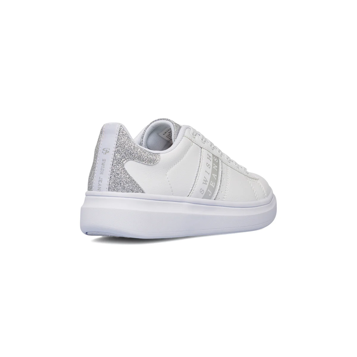 Sneakers da donna bianche con dettagli argento glitter Swish Jeans - Image 3