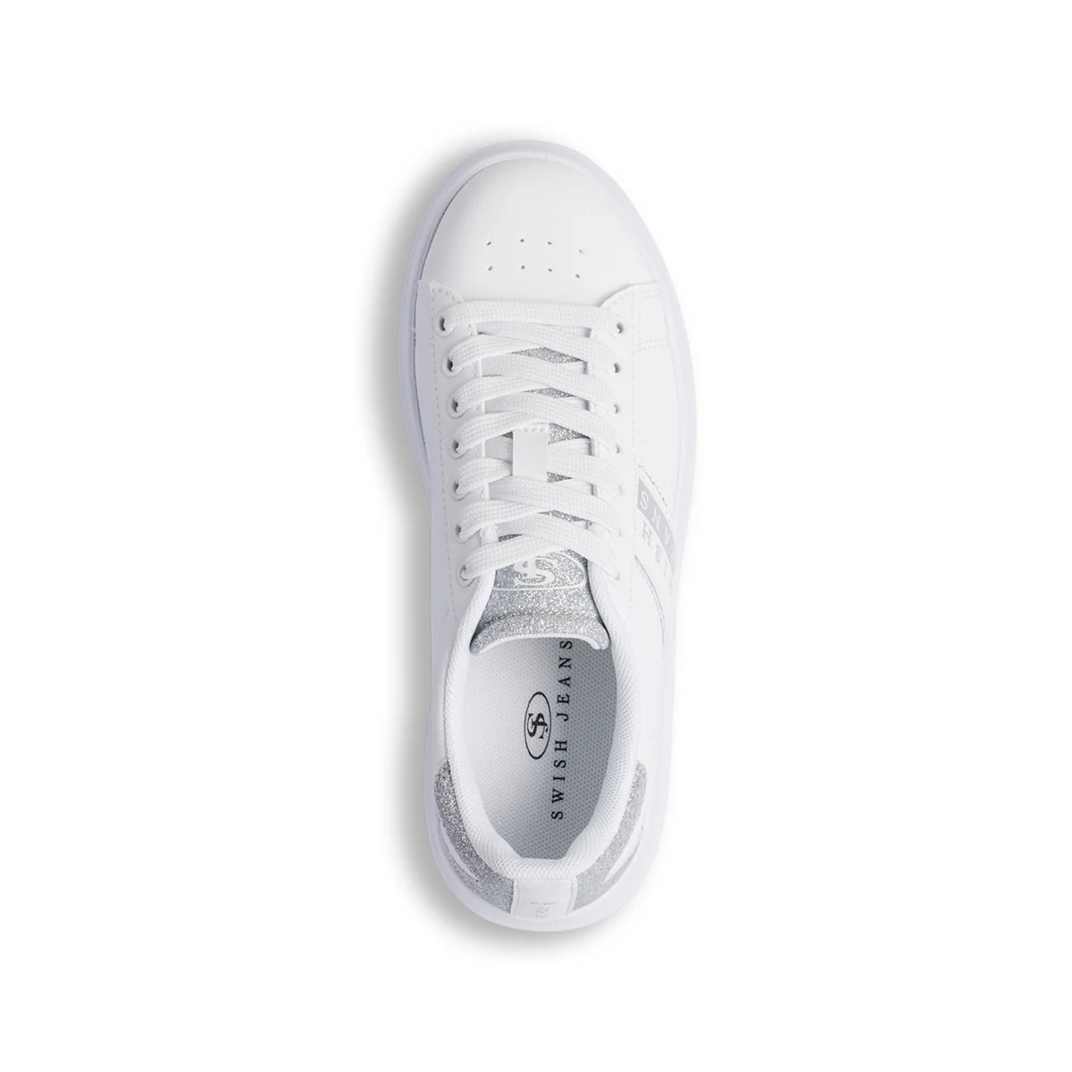 Sneakers da donna bianche con dettagli argento glitter Swish Jeans - Image 5