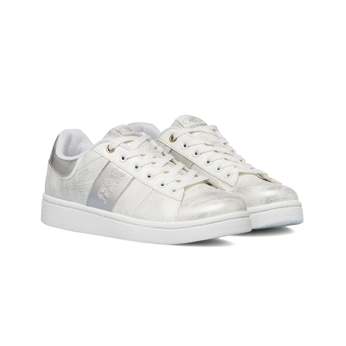 Sneakers da donna bianche con dettagli in argento Swish Jeans - Image 2