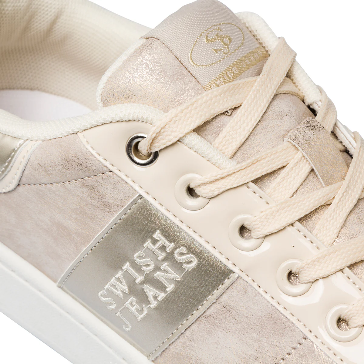 Sneakers da donna bianche con dettagli in oro Swish Jeans - Image 4
