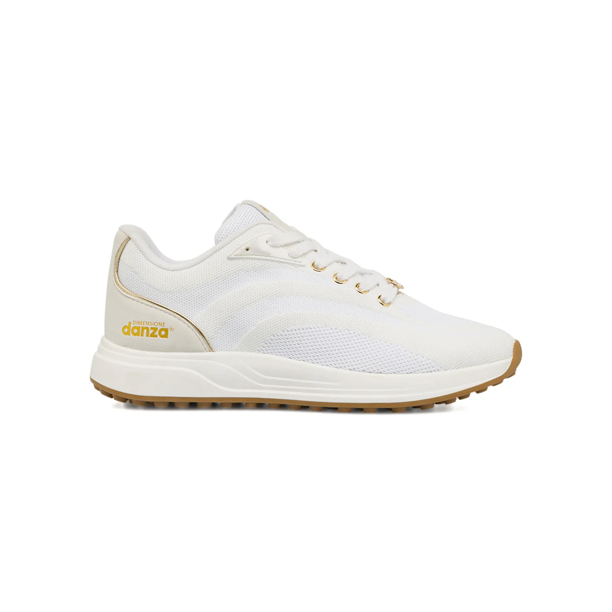 Sneakers da donna bianche con dettagli oro Dimensione Danza