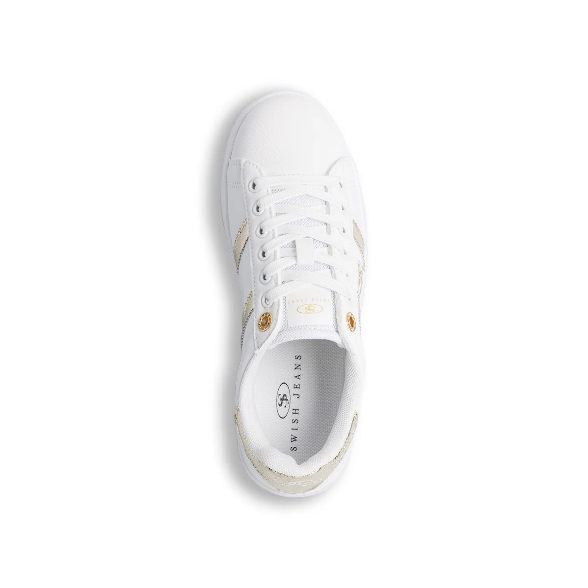 Sneakers da donna bianche con dettagli oro Swish Jeans - Image 4