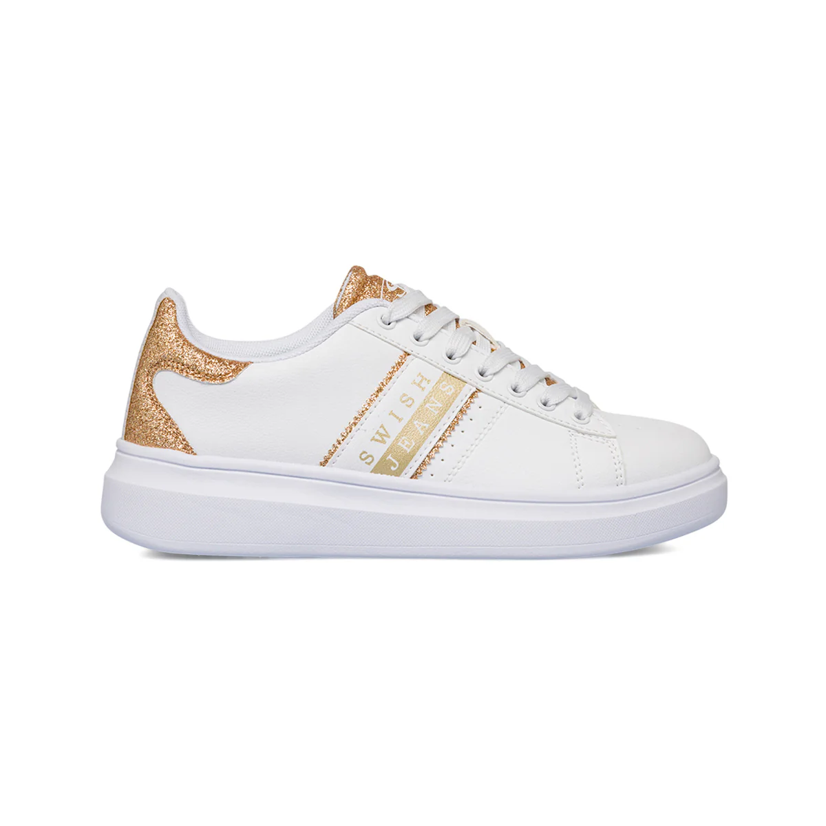 Sneakers da donna bianche con dettagli oro Swish Jeans