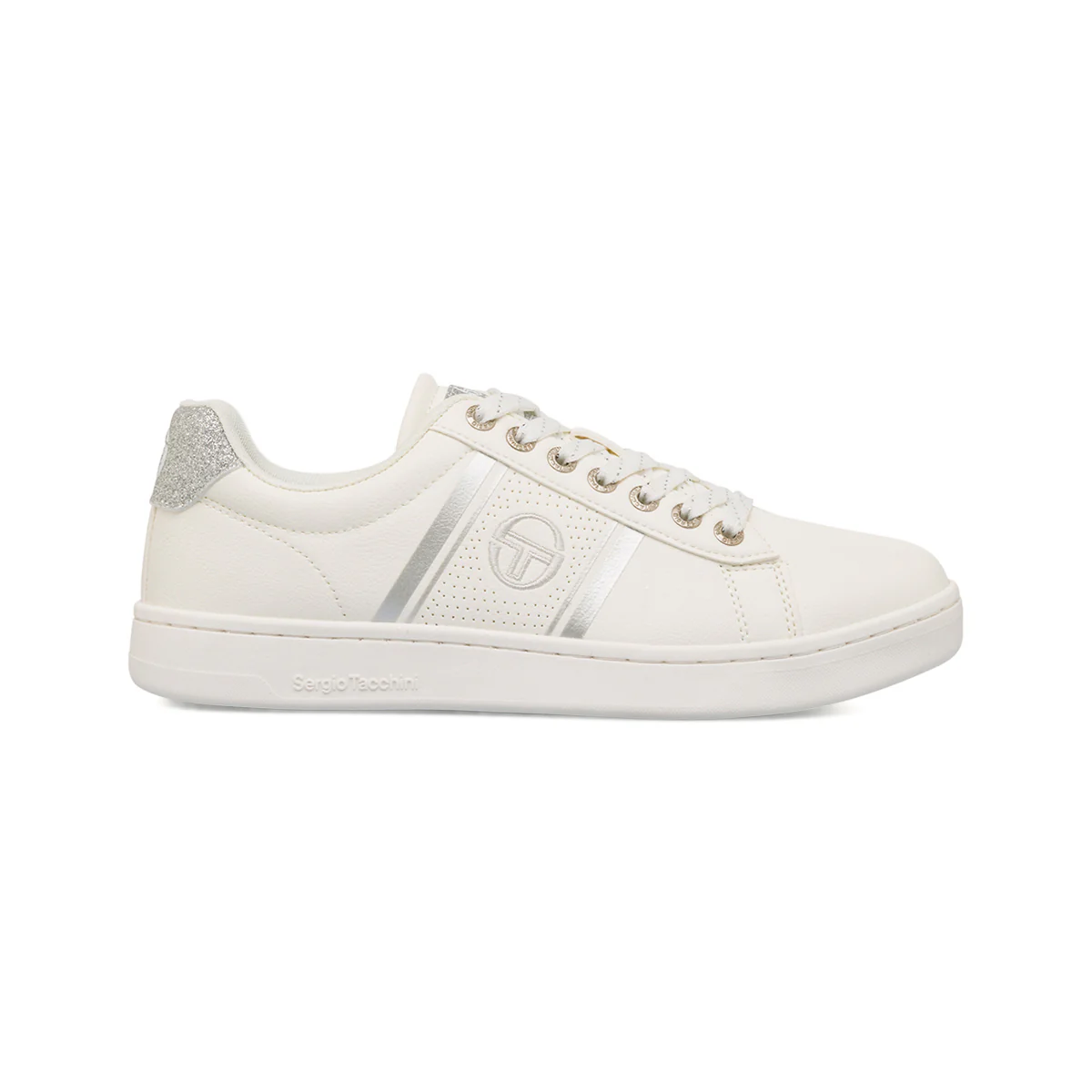 Sneakers da donna bianche con dettaglio argento Sergio Tacchini