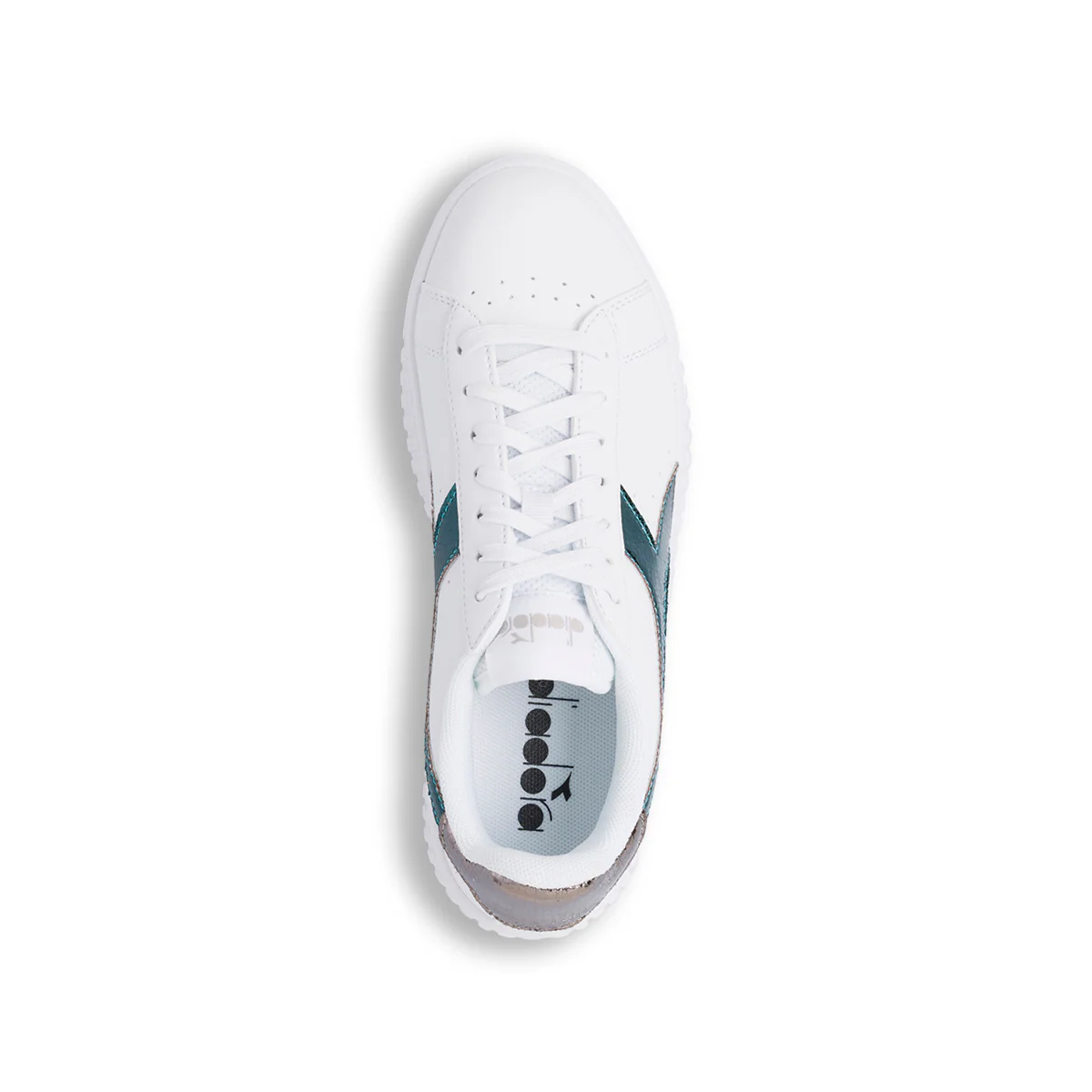 Sneakers da donna bianche con dettaglio verde metallizzato Diadora - Image 3