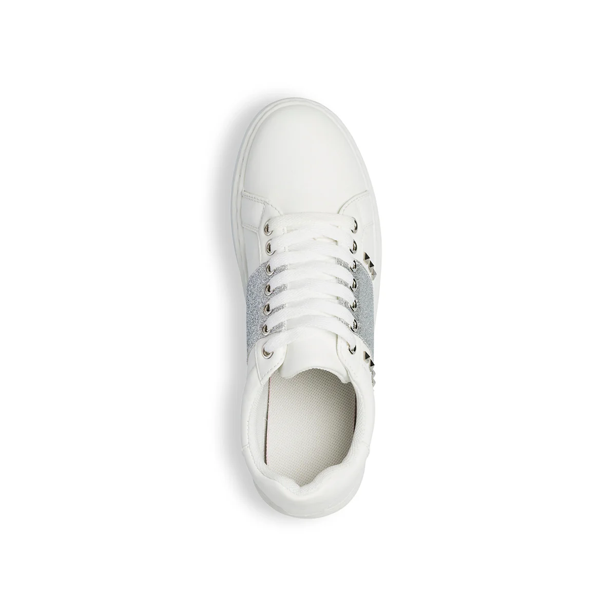 Sneakers da donna bianche con fascia glitter argento Lora Ferres - Image 11
