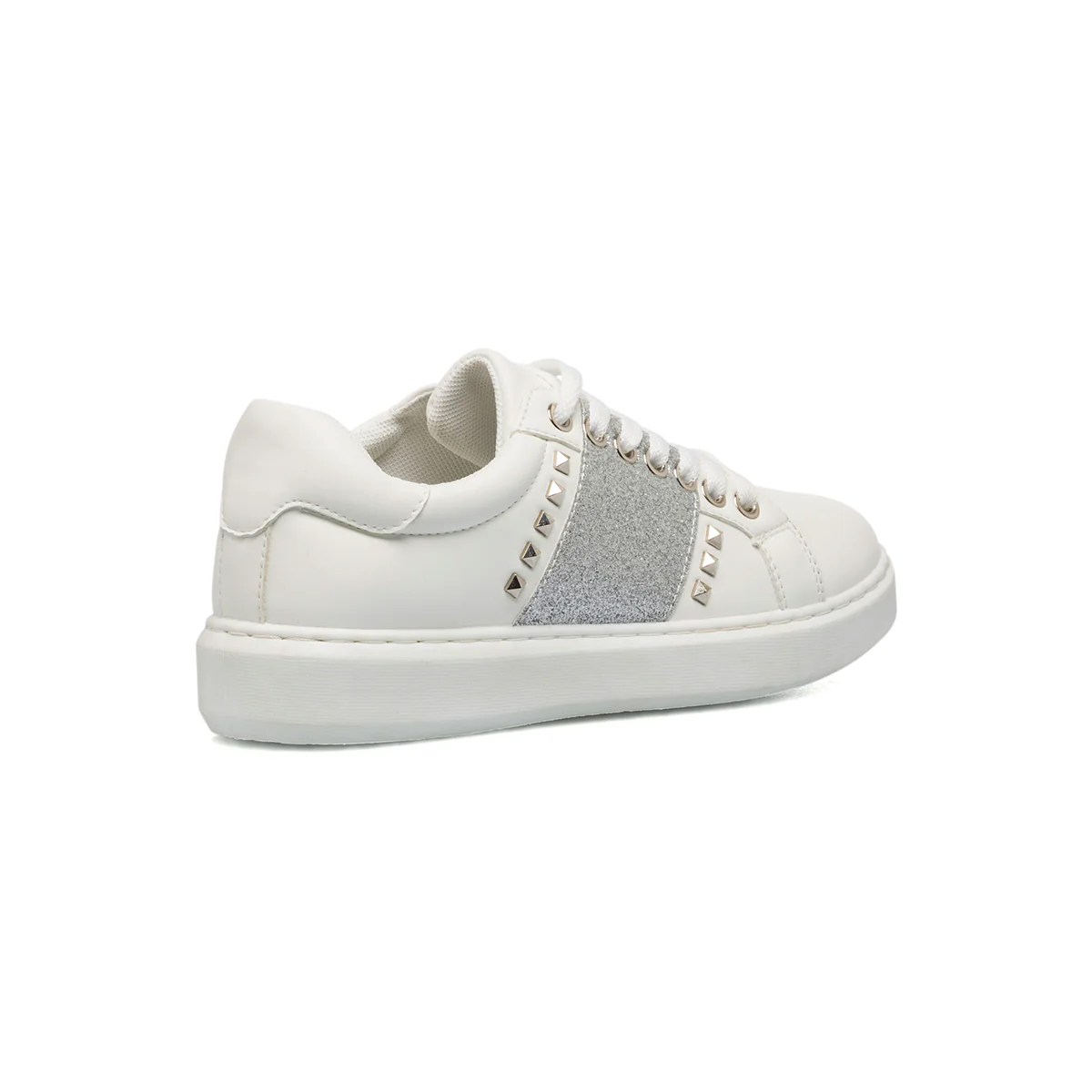 Sneakers da donna bianche con fascia glitter argento Lora Ferres - Image 8