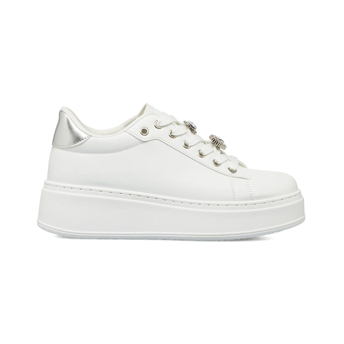 Sneakers da Donna bianche con platform e dettagli gioiello Swish Jeans - Image 2