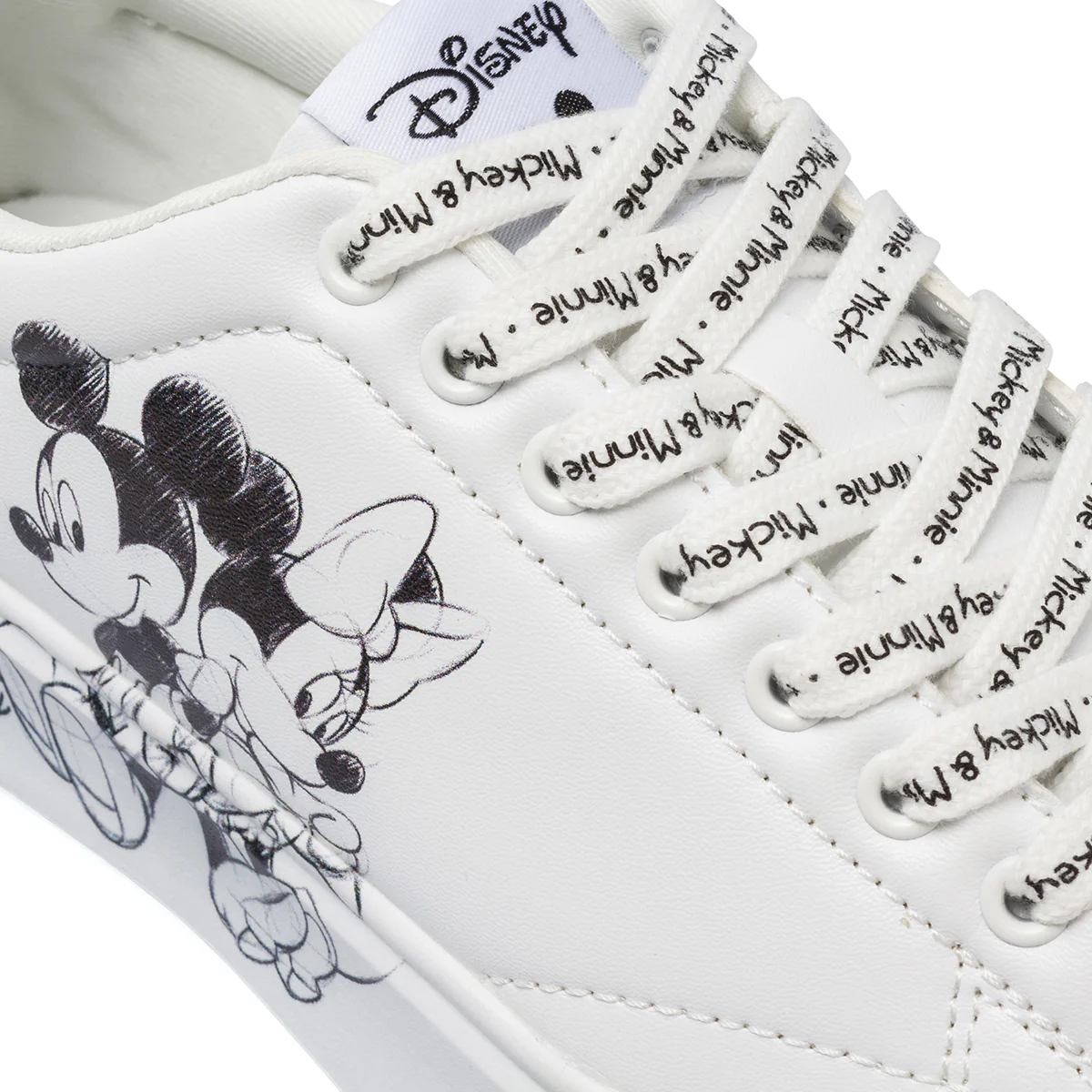 Sneakers da donna bianche con stampa Mickey & Minnie - Image 5