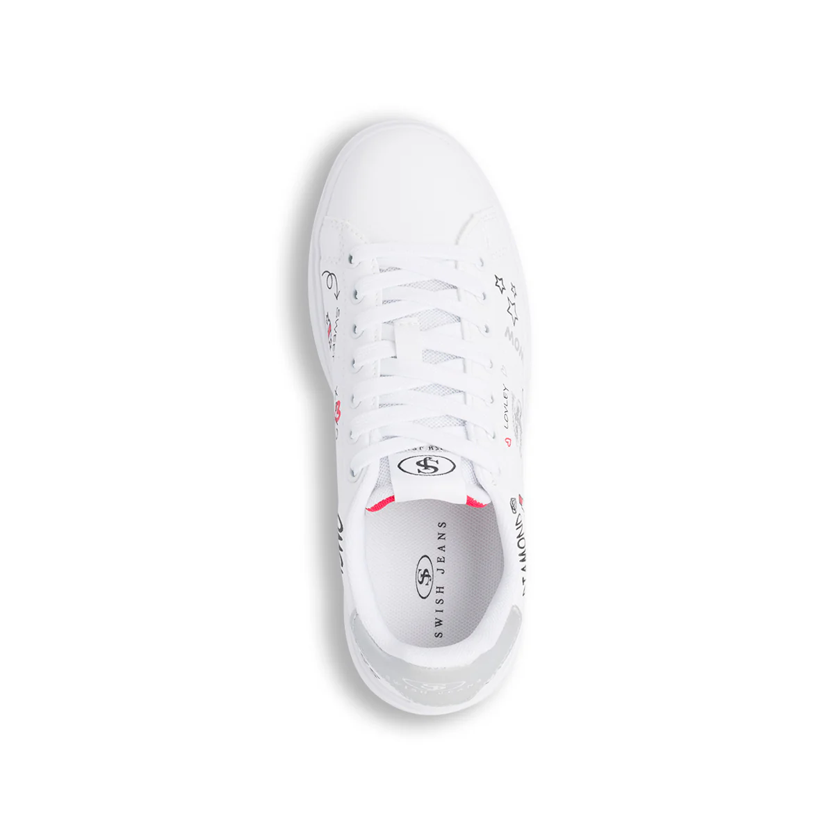 Sneakers da donna bianche con stampe Swish Jeans - Image 6