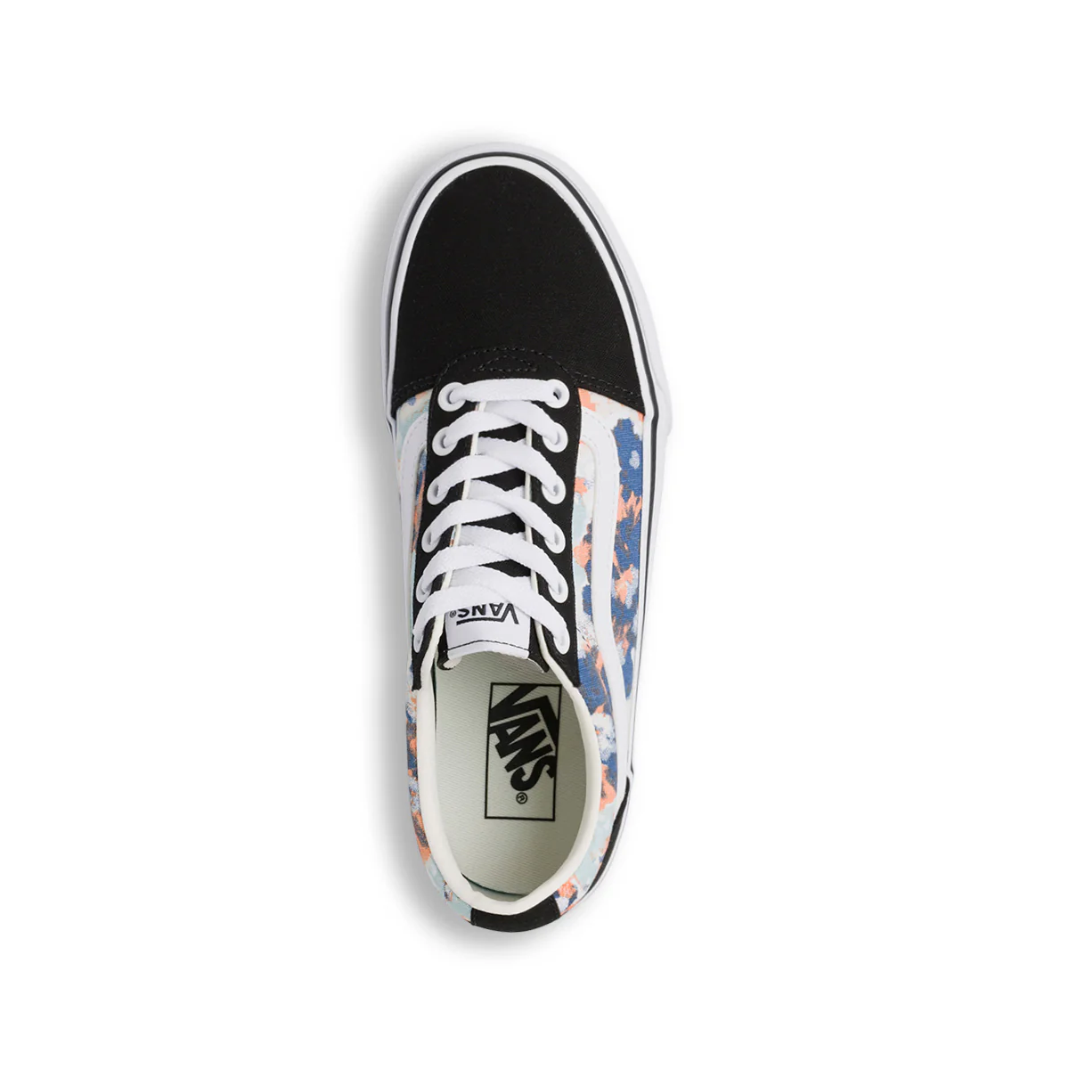 Sneakers da donna bianche e nere con stampe fiori Vans Ward - Image 5