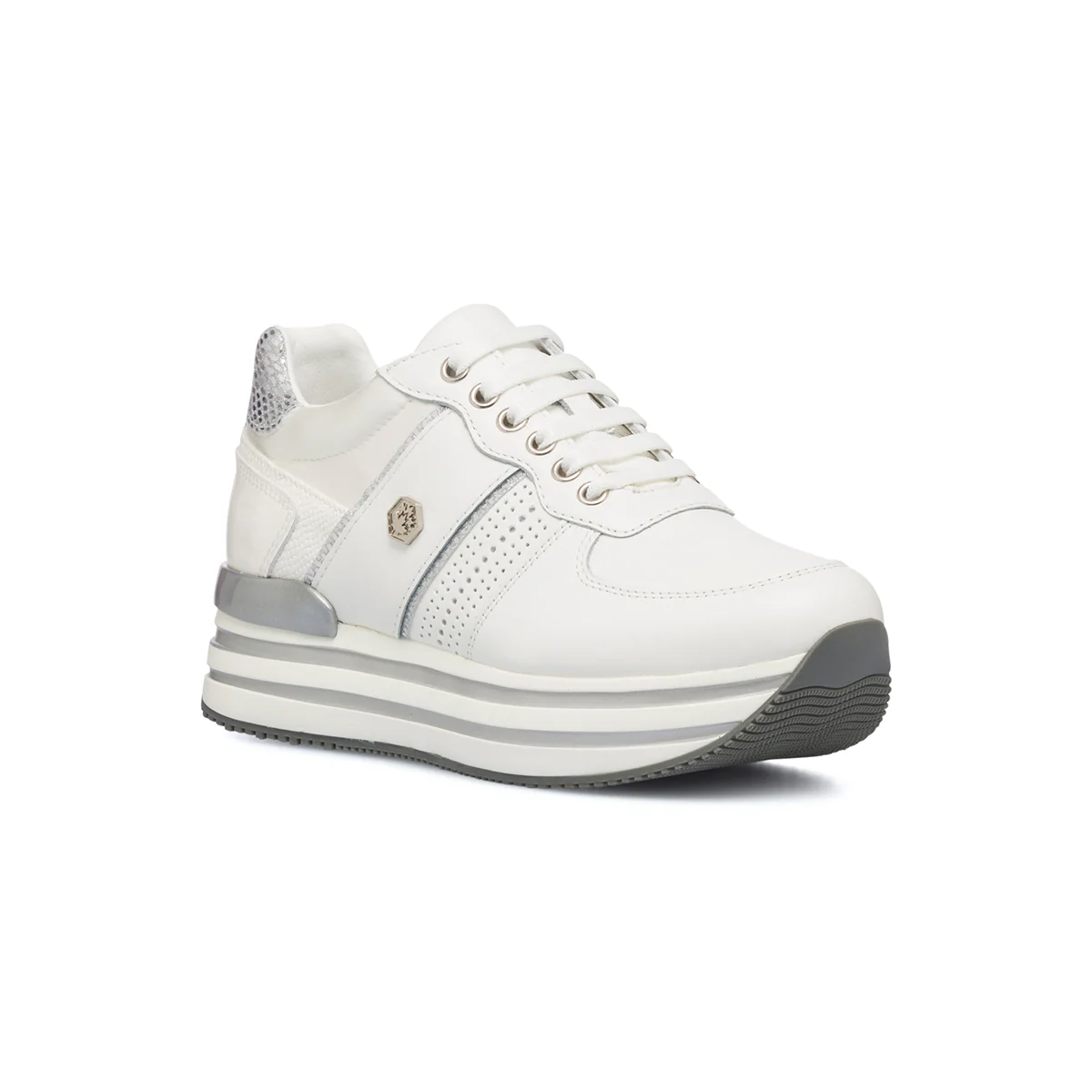 Sneakers da donna bianche in pelle con dettagli laminati Lumberjack Hilda - Image 2