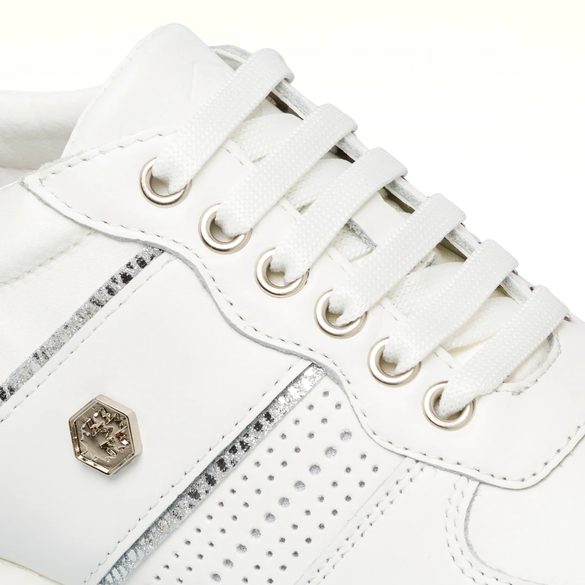 Sneakers da donna bianche in pelle con dettagli laminati Lumberjack Hilda - Image 6