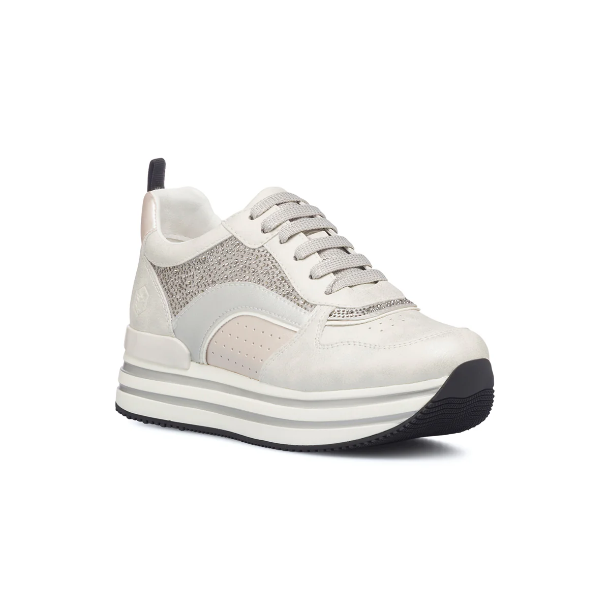 Sneakers da donna bianche in pelle con strass Lumberjack Hilda - Image 2