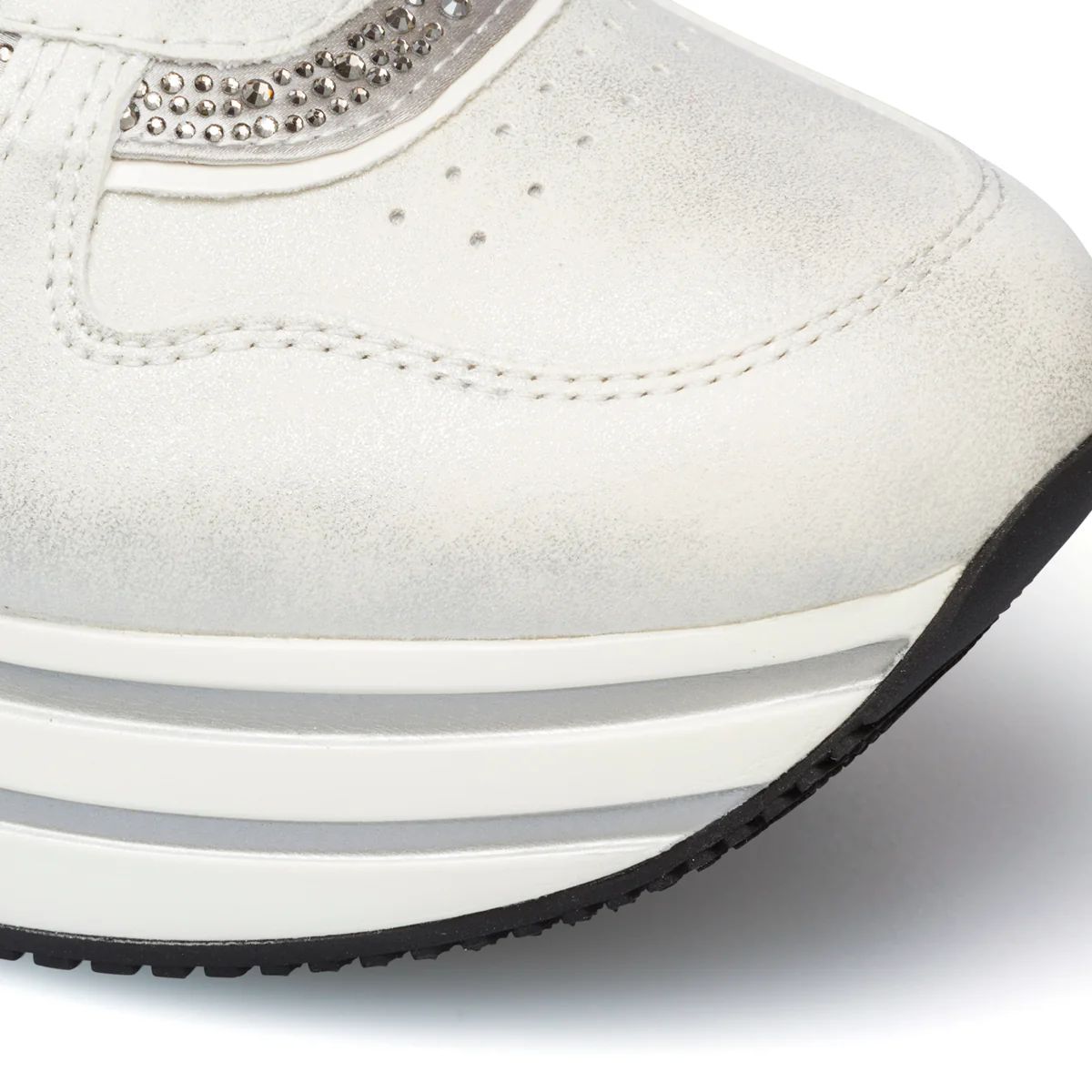 Sneakers da donna bianche in pelle con strass Lumberjack Hilda - Image 5