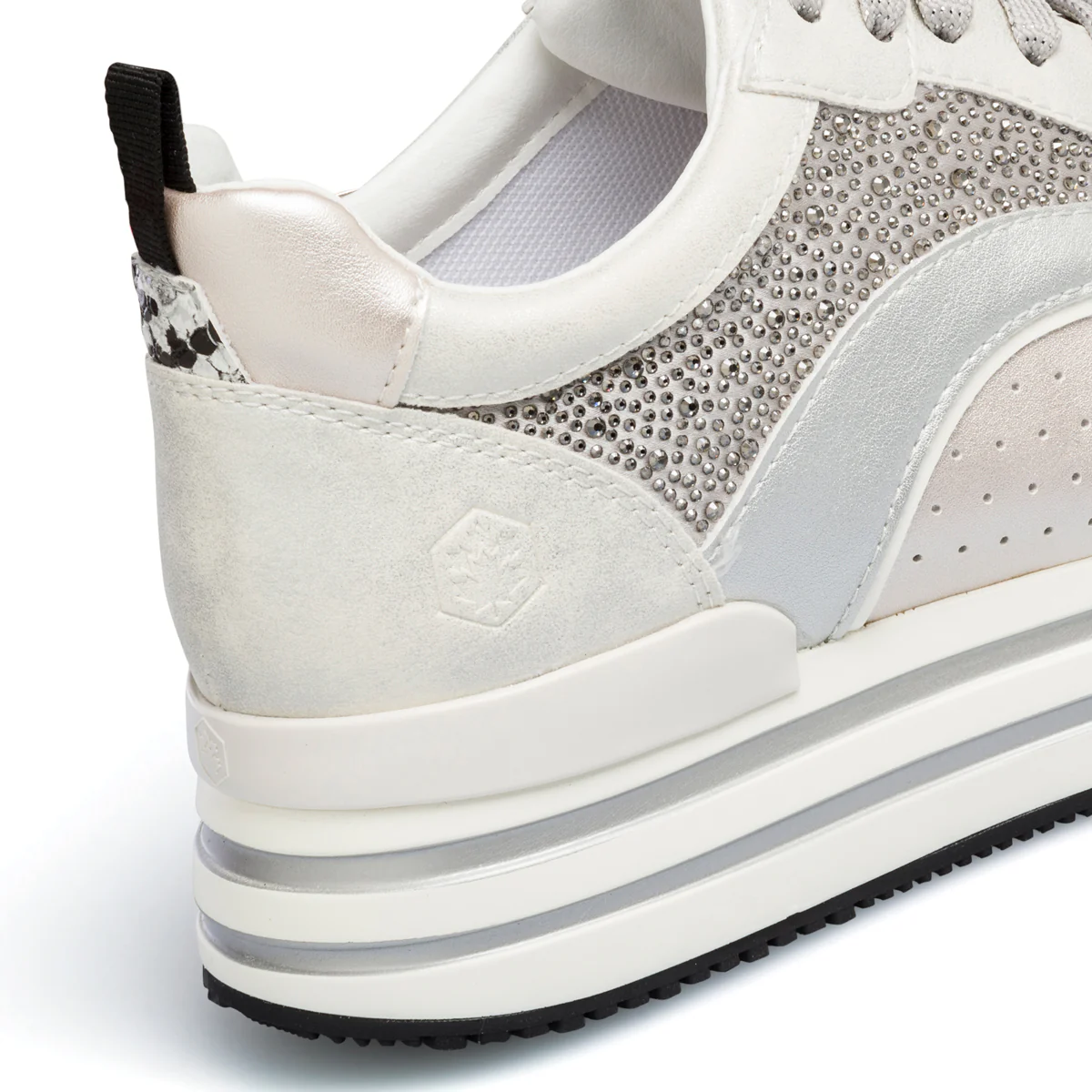 Sneakers da donna bianche in pelle con strass Lumberjack Hilda - Image 7