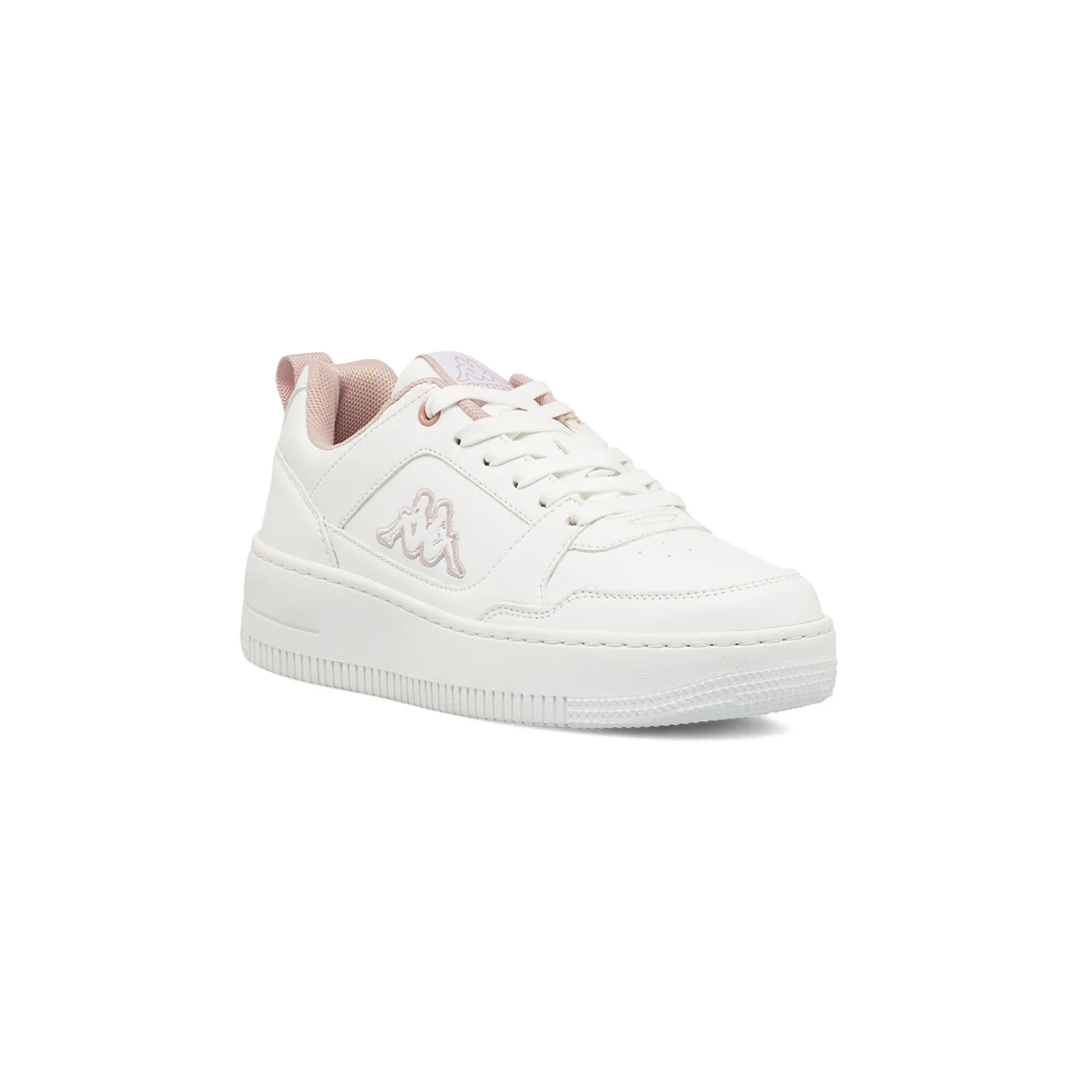 Sneakers da donna bianche Kappa in similpelle con inserti rosa chiaro - Image 2