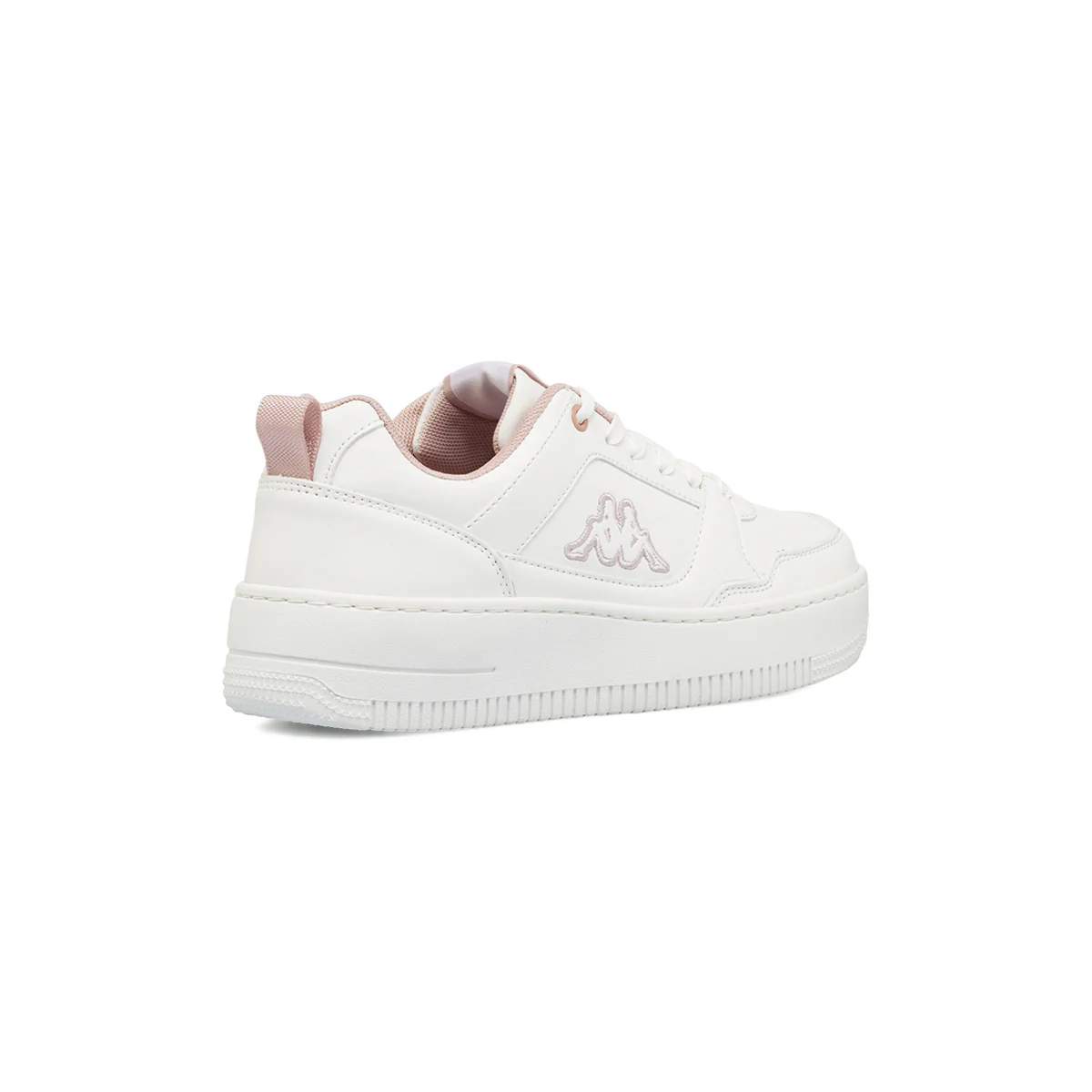 Sneakers da donna bianche Kappa in similpelle con inserti rosa chiaro - Image 3