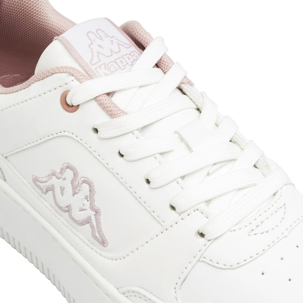 Sneakers da donna bianche Kappa in similpelle con inserti rosa chiaro - Image 5