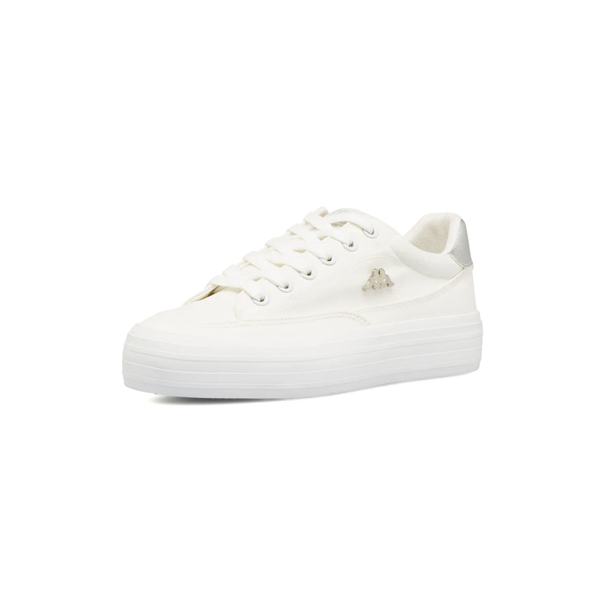 Sneakers da donna bianche Kappa in tessuto con dettagli metallizzati - Image 2