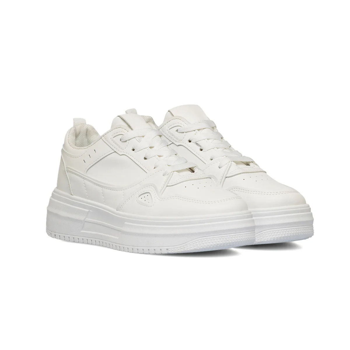Sneakers da donna bianche Lora Ferres con suola platform - Image 2
