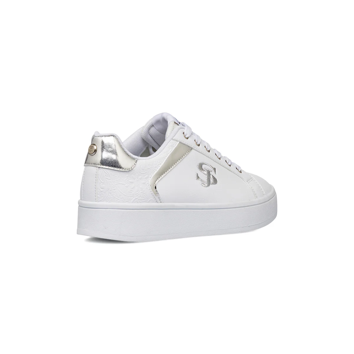Sneakers da donna bianche Swish Jeans con dettagli argento e suola platform - Image 3
