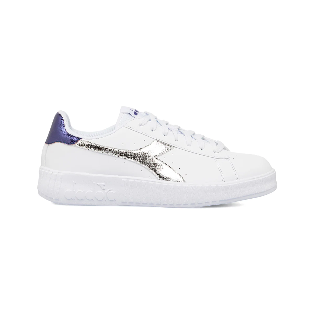Sneakers da donna Diadora bianche con dettagli argento