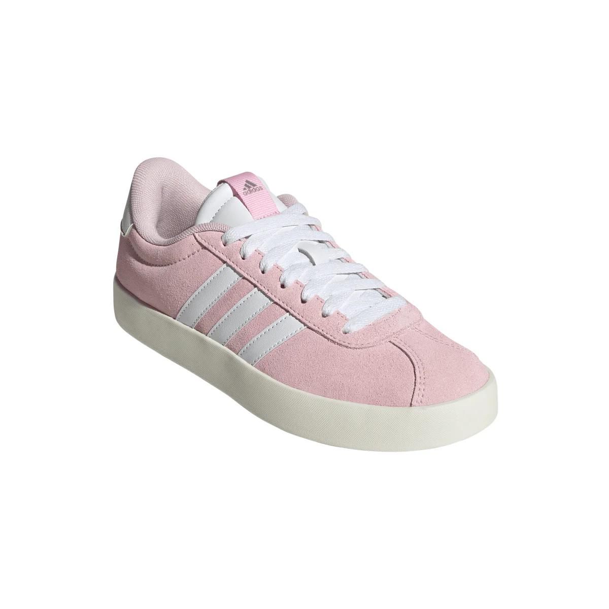 Sneakers da donna in pelle effetto scamosciato rosa e bianche adidas VL Court 3.0 - Image 2