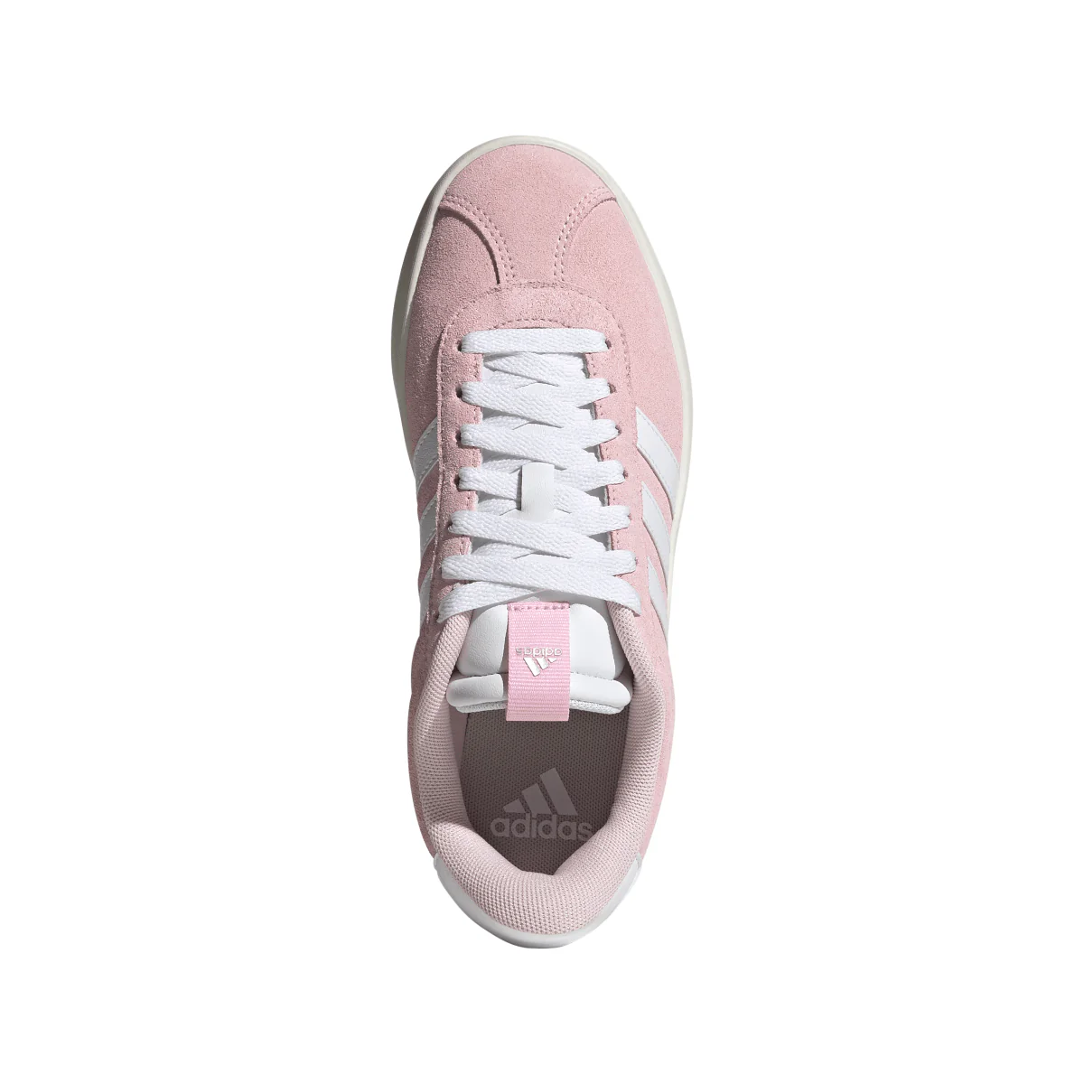 Sneakers da donna in pelle effetto scamosciato rosa e bianche adidas VL Court 3.0 - Image 4
