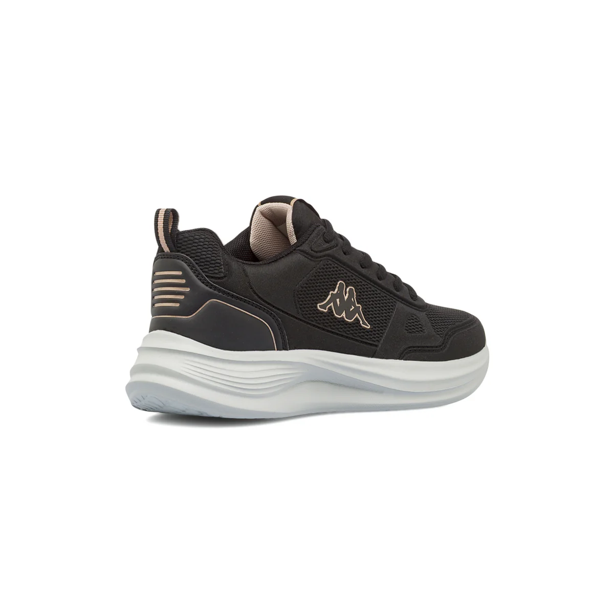 Sneakers da Donna Nere con Dettagli Beige e Suola Bianca Kappa - Image 3