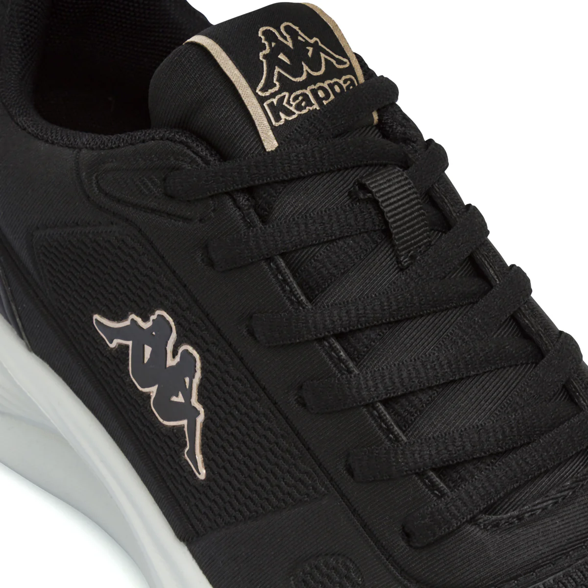 Sneakers da Donna Nere con Dettagli Beige e Suola Bianca Kappa - Image 4