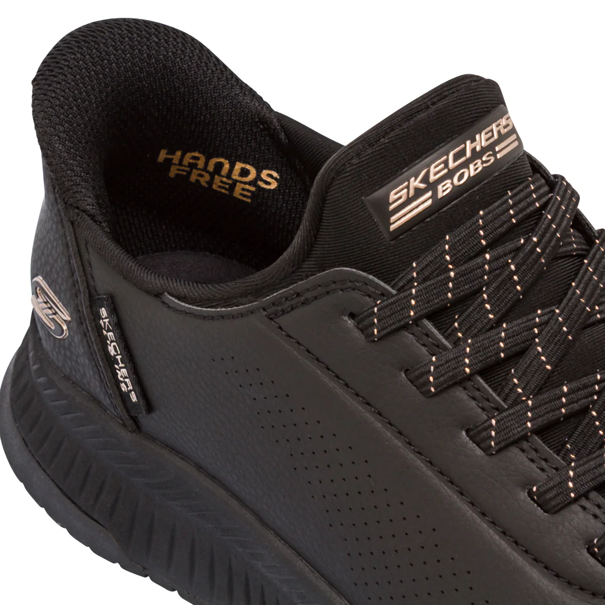 Sneakers da donna nere con dettagli oro rosa Skechers BOBS Slip-Ins - Image 4
