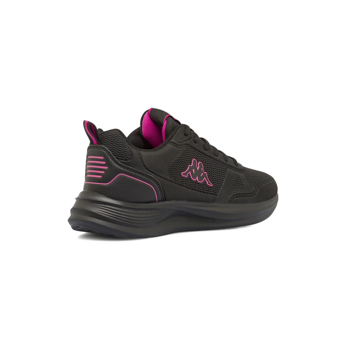 Sneakers da donna nere Kappa in tessuto traspirante con inserti fucsia - Image 3