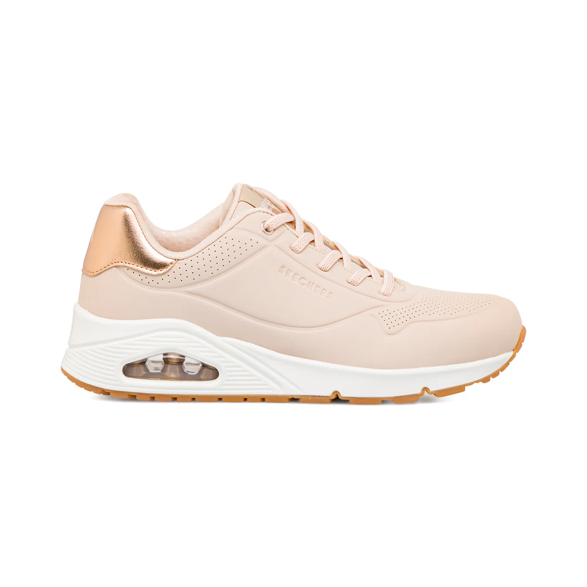 Sneakers da donna nude con ammortizzazione ad aria e memory foam Skechers Uno