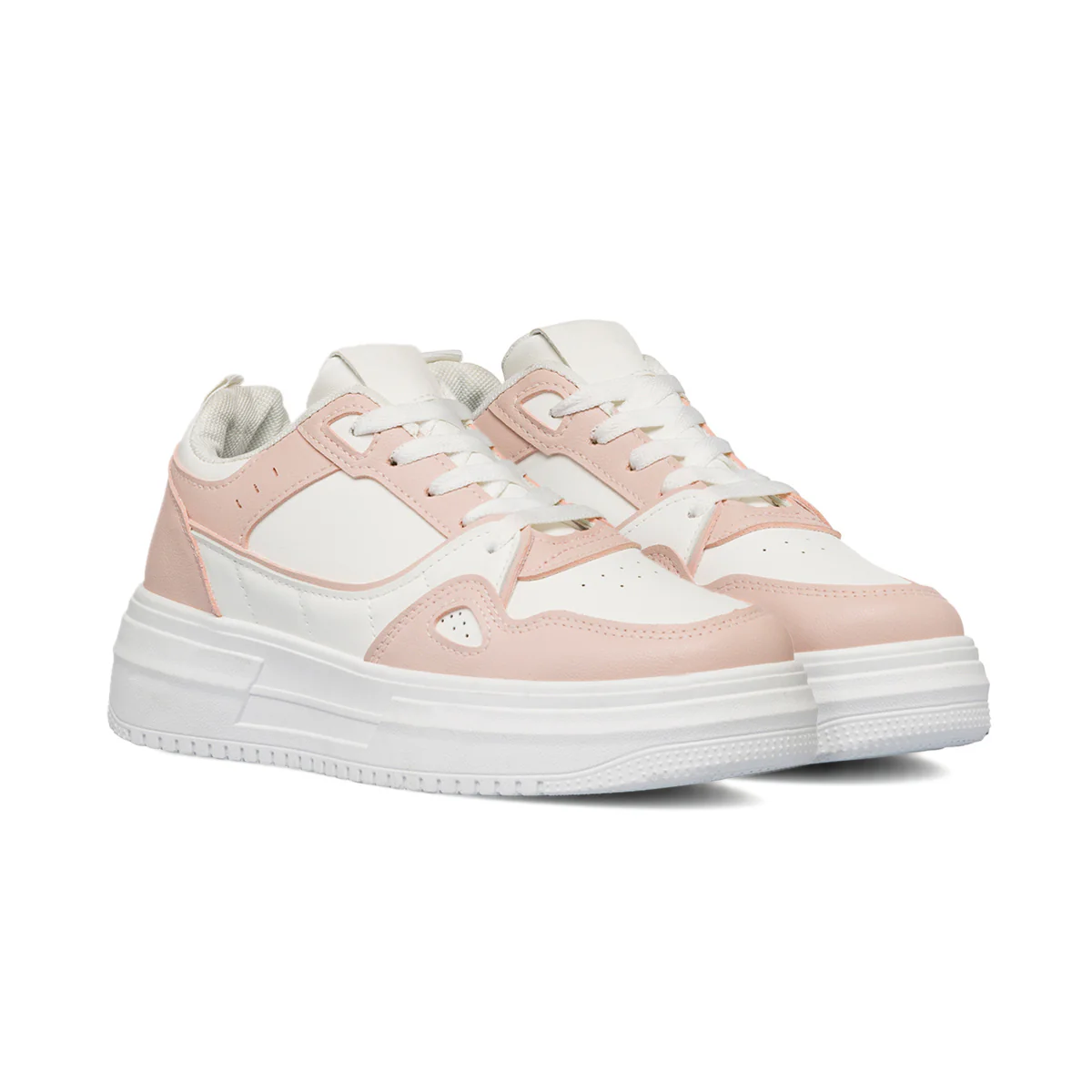 Sneakers da donna bianche e rosa Lora Ferres con suola platform - Image 2