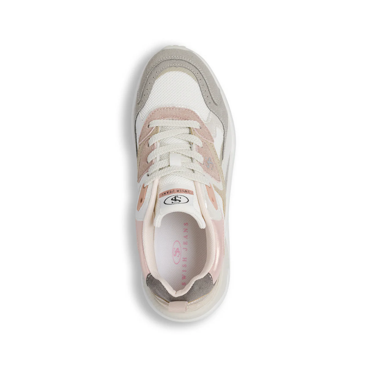Sneakers da donna Swish Jeans bianche con dettagli effetto scamosciato - Image 6