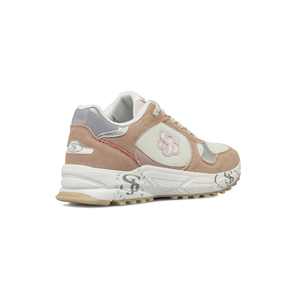 Sneakers retrò da donna Swish Jeans rosa e bianche - Image 4