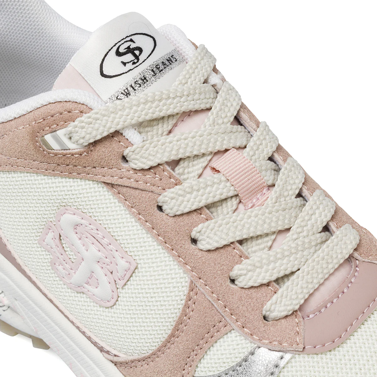 Sneakers retrò da donna Swish Jeans rosa e bianche - Image 5