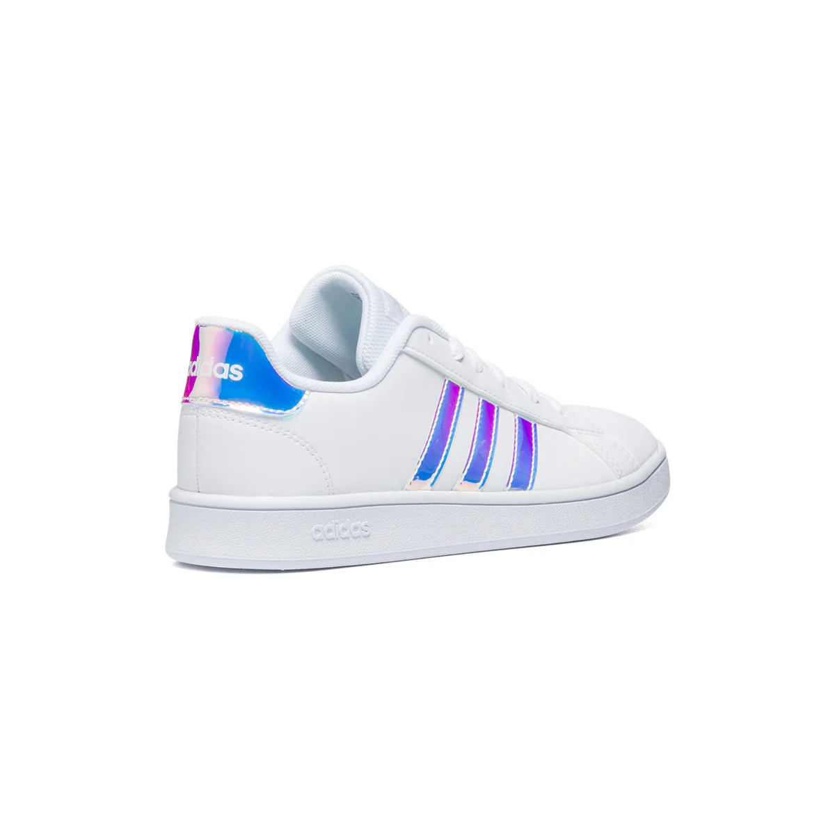 Sneakers da ragazza bianche con strisce laminate adidas Grand Court - Image 3