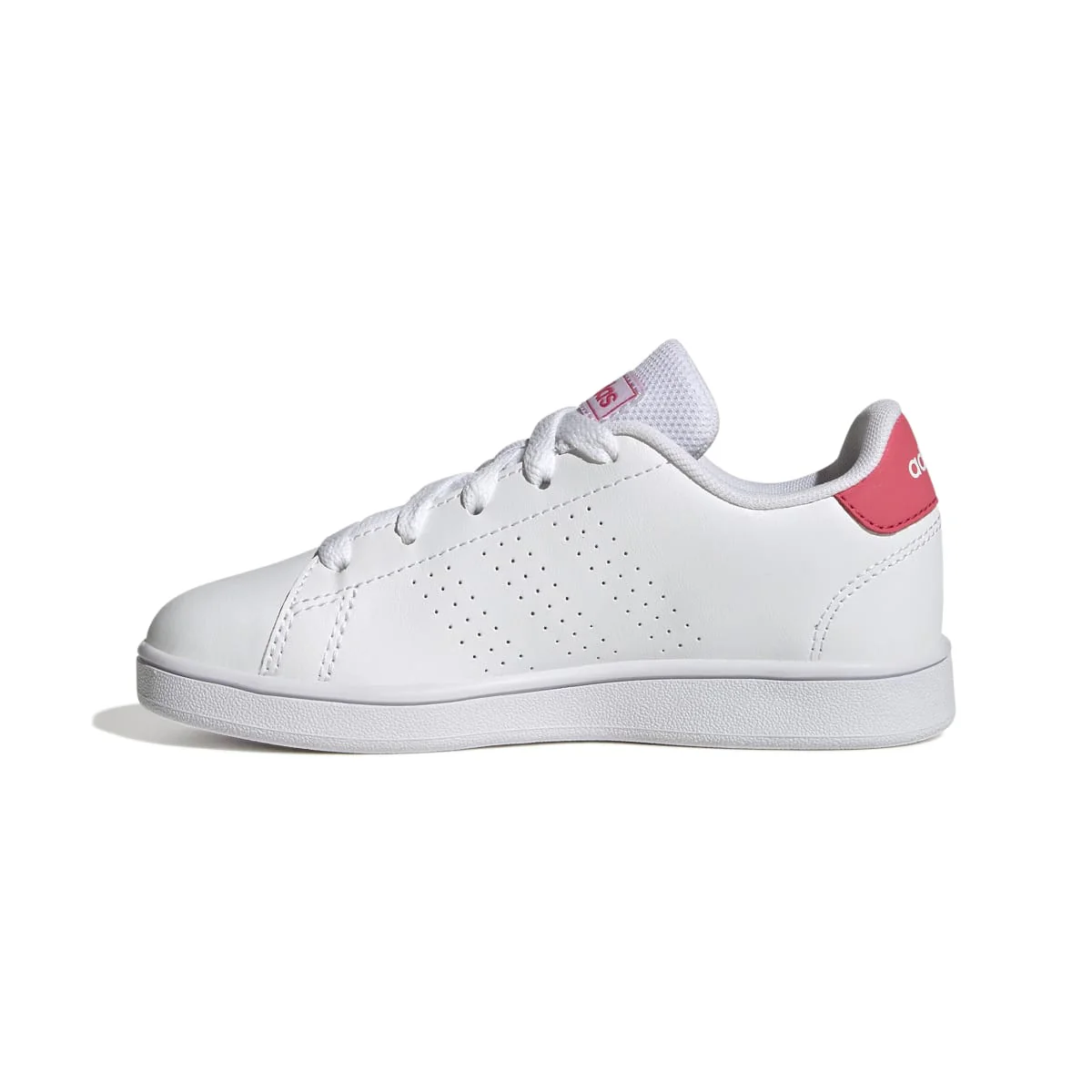 Sneakers da ragazza bianche con strisce traforate adidas Advantage K - Image 4