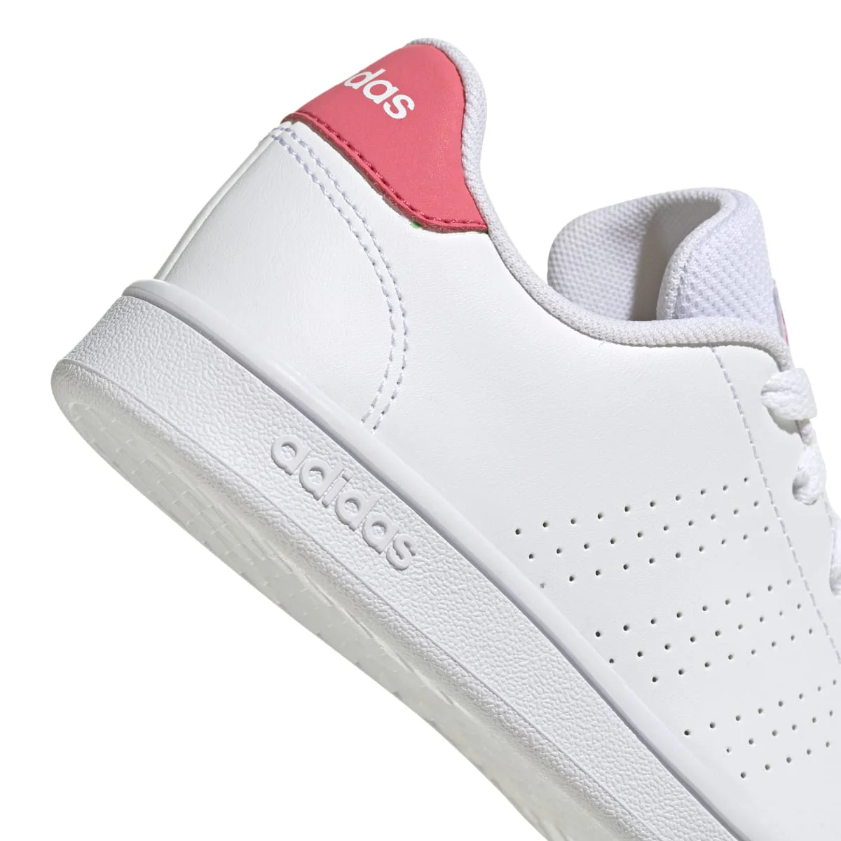 Sneakers da ragazza bianche con strisce traforate adidas Advantage K - Image 7