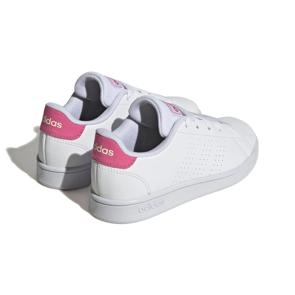 Sneakers da ragazza bianche con strisce traforate e dettagli rosa adidas Advantage K - Image 6