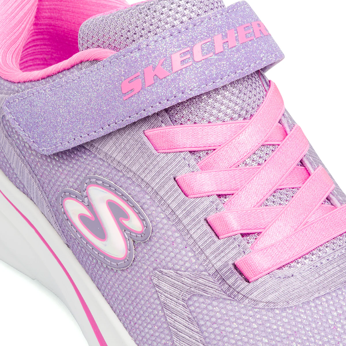 Sneakers da ragazza lilla con glitter e logo Skechers Wave - Image 5