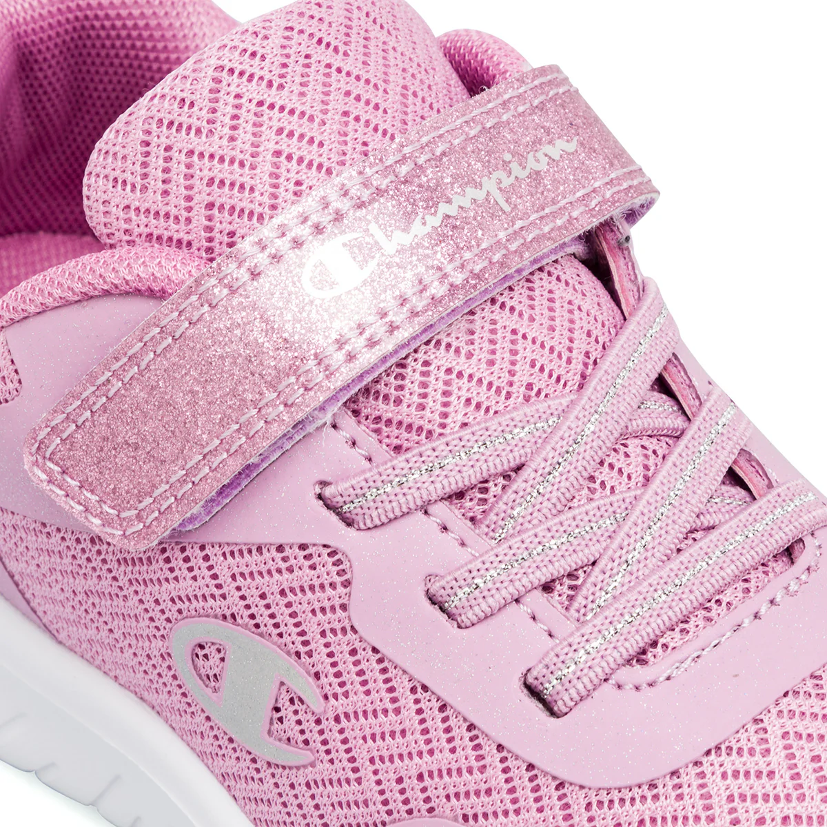 Sneakers da ragazza rosa con glitter e logo Champion Softy Evolve - Image 5