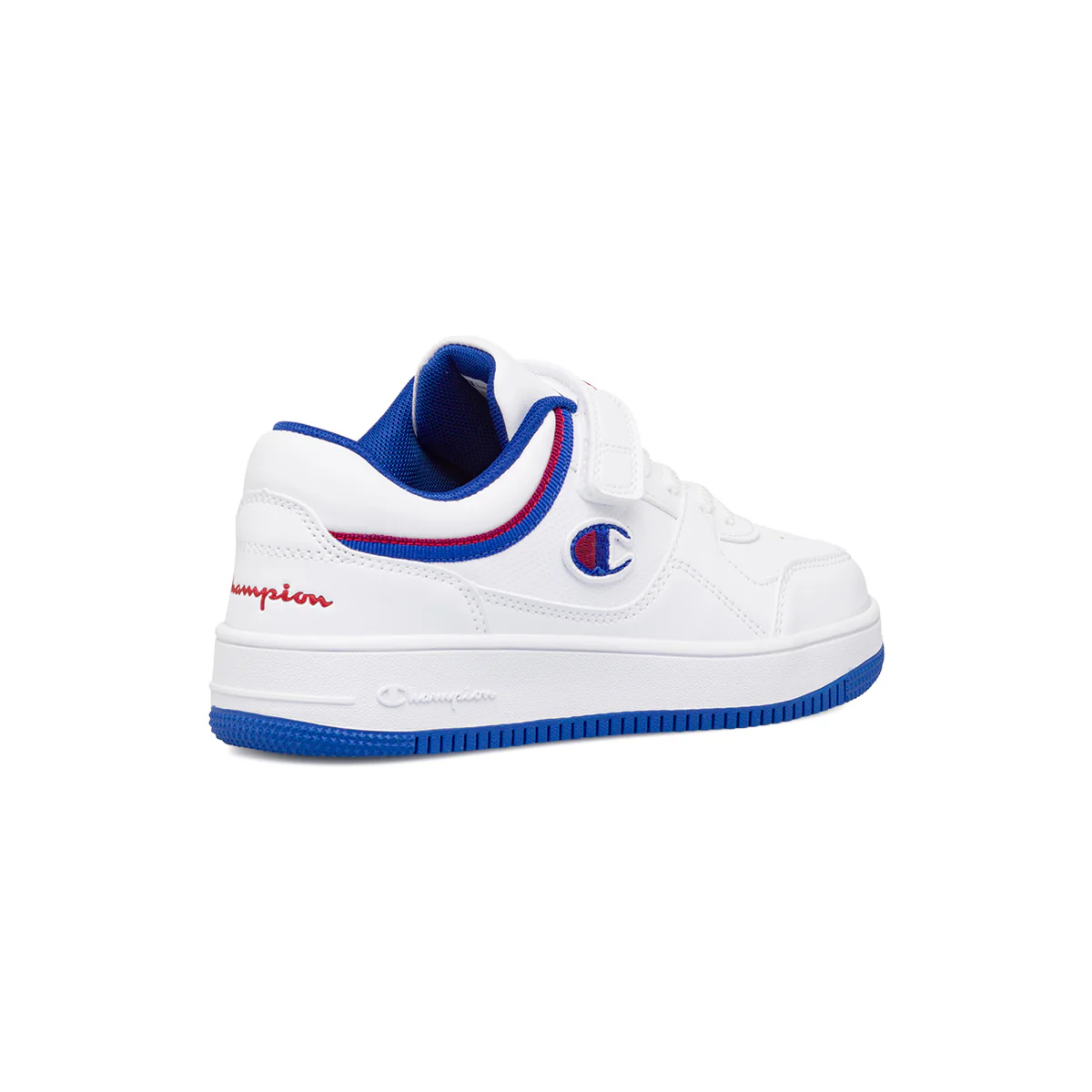 Sneakers da ragazzo bianche cobn dettagli blu e rossi Champion Rebound Low - Image 3