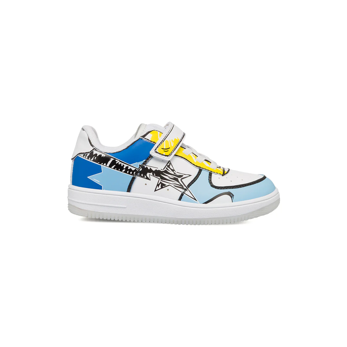 Sneakers da ragazzo bianche con dettagli azzurri blu e gialli Space Boy