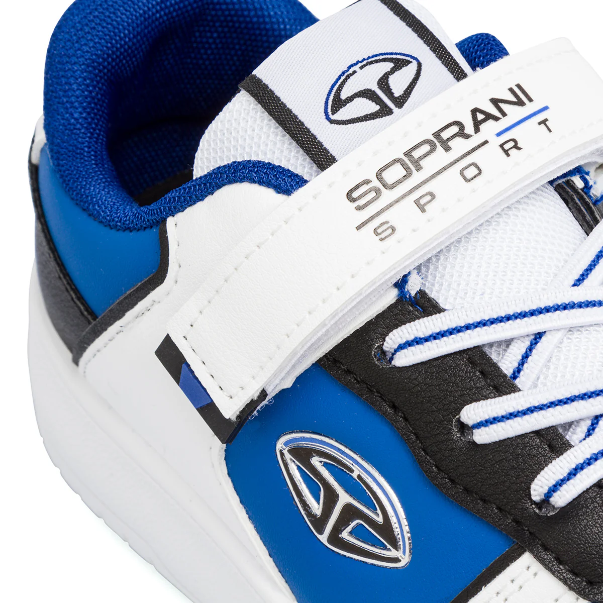 Sneakers da ragazzo bianche con dettagli blu e logo Soprani Sport - Image 4
